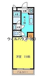 ドミール鳳 1Kの間取図画像