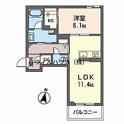Egret 1LDKの間取図画像