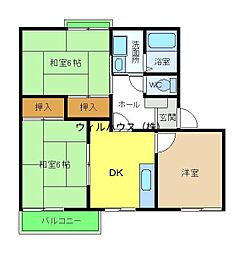 クレール美原B棟 3Kの間取図画像