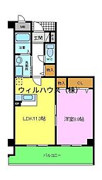 エトワール観音寺 1LDKの間取図画像