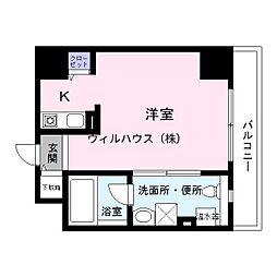 ウィズイン北花田 1Kの間取図画像