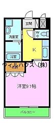 シャルマン桂 1Kの間取図画像