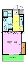シュクル堺 1Kの間取図画像