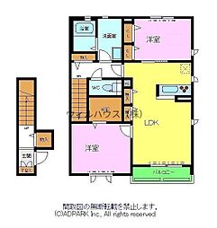 セントリビェ北野田C 2LDKの間取図画像