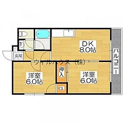マンション清 2DKの間取図画像