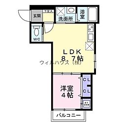 コティ諏訪ノ森 1LDKの間取図画像