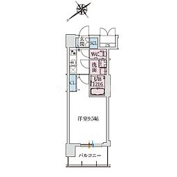 スプランディッド堺東III 1Kの間取図画像