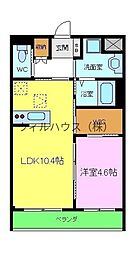 カルム蔵前 1LDKの間取図画像