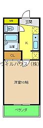 コーポ大美野 1Kの間取図画像