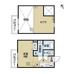 セジュール楠 1Kの間取図画像