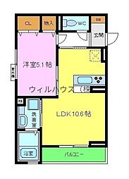 シエロアズール 1LDKの間取図画像