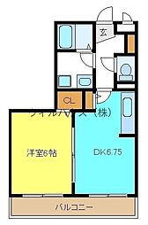 グランシャリオ2 1DKの間取図画像