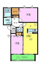 メゾンドショコラA棟 1SLDKの間取図画像