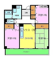 コージーオオトリ 3DKの間取図画像