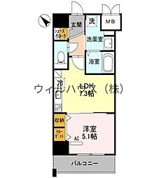 アウル三国ケ丘 1DKの間取図画像