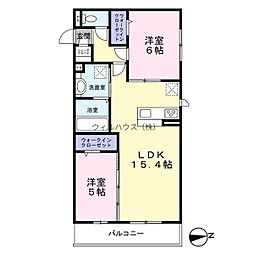 パサログランデ中安井 2LDKの間取図画像