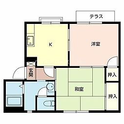 ハイツ鴨谷台A棟 2Kの間取図画像