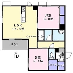 堺市西区浜寺元町6丁マンション 2LDKの間取図画像