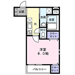 フジパレス上野芝5番館 2階1Kの間取り
