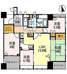 堺東シティタワー 7階4LDKの間取り