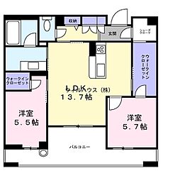 堺市西区浜寺元町3丁マンション 2LDKの間取図画像