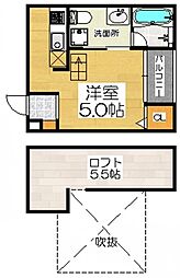 ドメーヌ堺 1階ワンルームの間取り