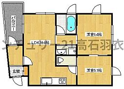 ＯＴＴＯ 2階2LDKの間取り