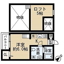 アパッショネート 2階ワンルームの間取り