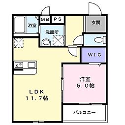 グランメゾンゆずり葉1番館 3階1LDKの間取り