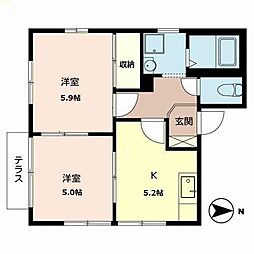 エクセルコート2 1階2Kの間取り