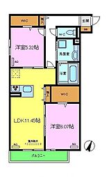 ＦＯＲＢＩＴＯ　ＭＯＺＵ 1階2LDKの間取り