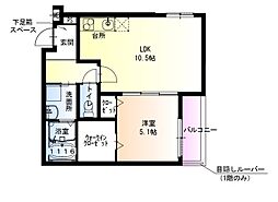 フジパレス百舌鳥駅南5番館 1階1LDKの間取り