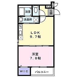 グランメゾンゆずり葉1番館 2階1LDKの間取り