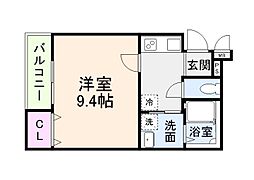 フジパレス堺白鷺5番館 2階1Kの間取り
