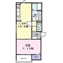 MAISONLUNA 1LDKの間取図画像