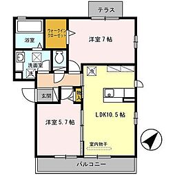 ヴィーブル伏尾 2LDKの間取図画像