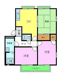 パル今福B棟 3DKの間取図画像