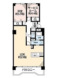 藤和さやまハイタウンB棟 1SLDKの間取図画像