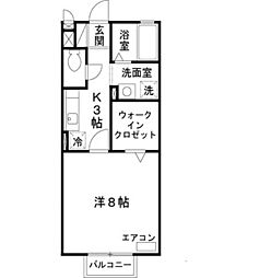 グリーンハイツ西之町 1Kの間取図画像