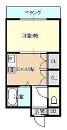 マツダ21 1DKの間取図画像