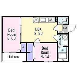 FaseciaFernana 2DKの間取図画像