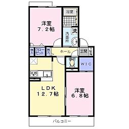 ビレッジ若草 2LDKの間取図画像