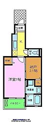 プチフローラ北野田1 2Kの間取図画像