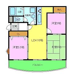 ツイン西尾B 3LDKの間取図画像