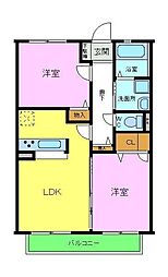 カーサセレッソ 2LDKの間取図画像