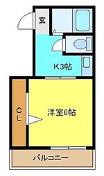 坂中ハイツ 1Kの間取図画像