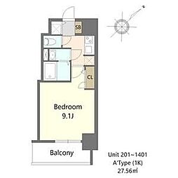 S-RESIDENCE堺altklas 1Kの間取図画像