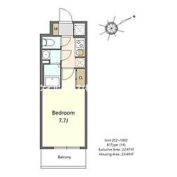 S-RESIDENCESAKAI-HAMADERAaxial 1Kの間取図画像