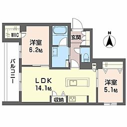 堺市北区北花田町4丁マンション 2LDKの間取図画像