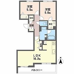 堺市北区北花田町4丁マンション 2LDKの間取図画像